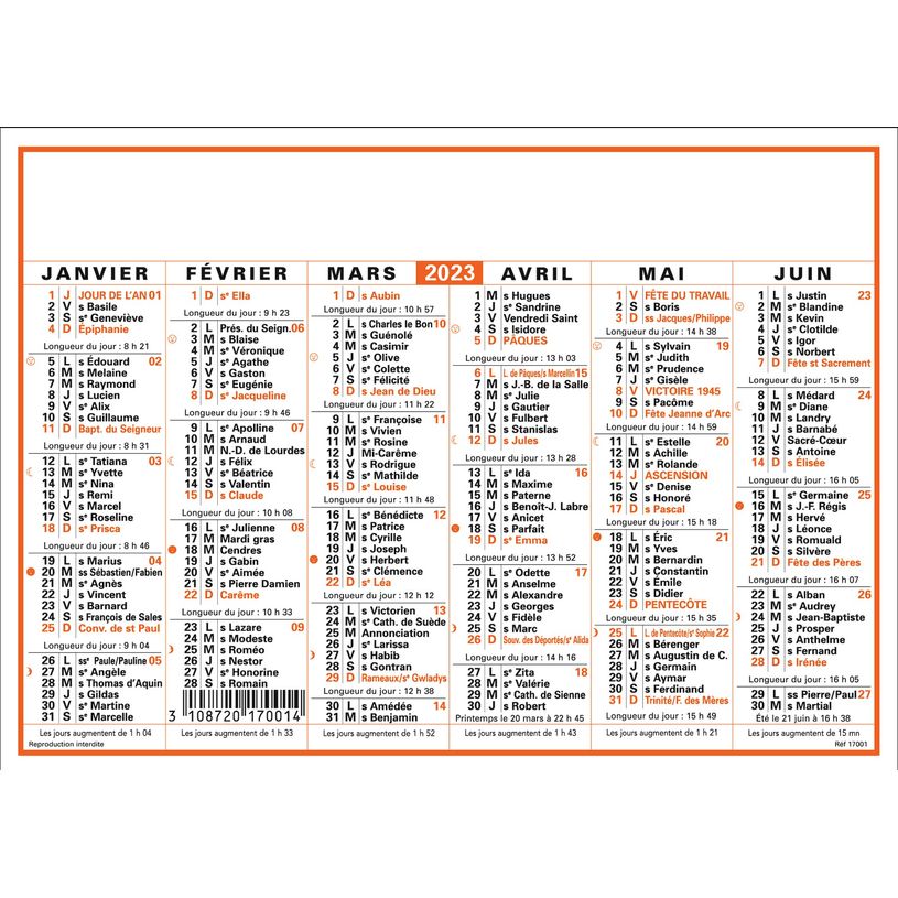 3664447125350-Oberthur Classique - Calendrier 6 mois par face - 7,7 x 10,6 cm-P_79368443_1-0