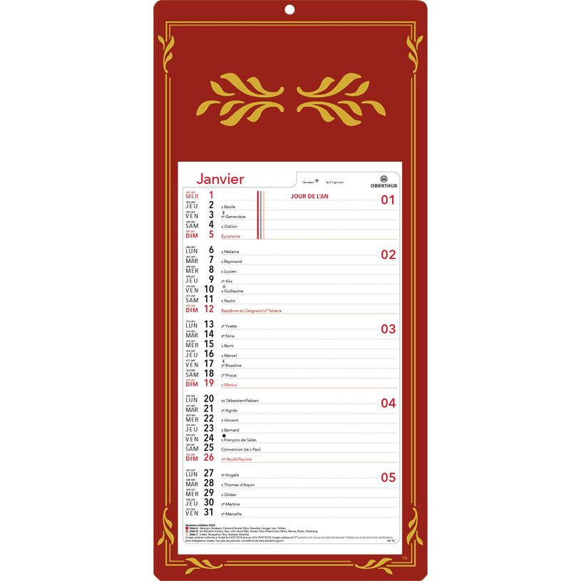 3664447118512-Oberthur - Plaque Skytos mensuel - 20 x 41,5 cm - disponible dans différentes couleurs-P_79368445_3-2