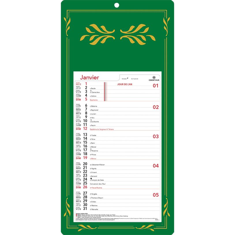 3664447118512-Oberthur - Plaque Skytos mensuel - 20 x 41,5 cm - disponible dans différentes couleurs-P_79368445_4-3