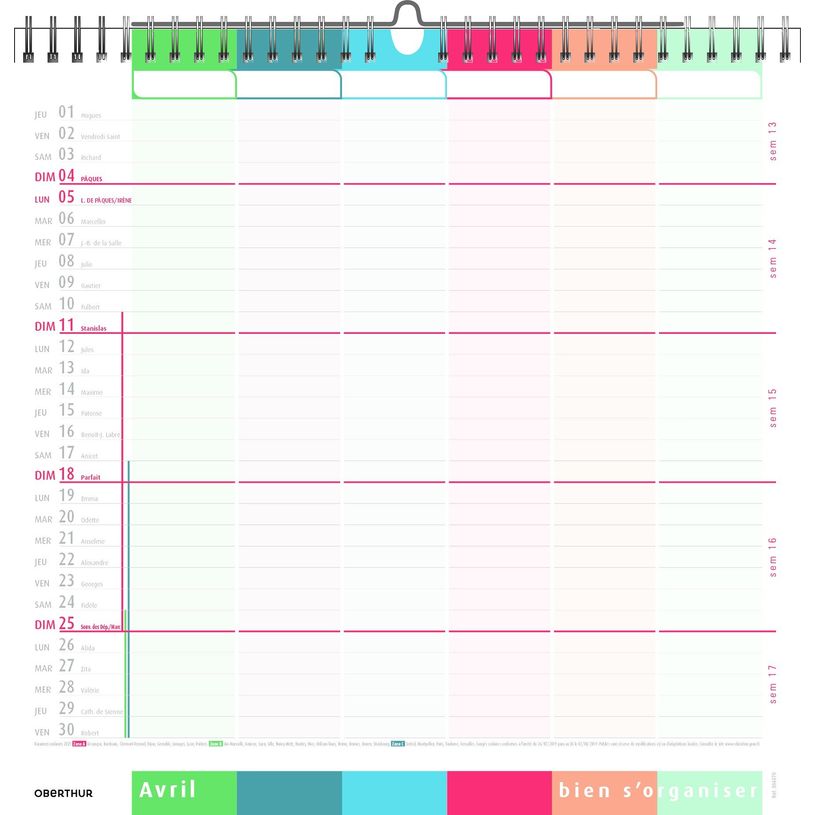 3664447118376-Oberthur Bien s'organiser - Calendrier mensuel - 12 feuilles - 30 x 30 cm-P_79368508_1-0