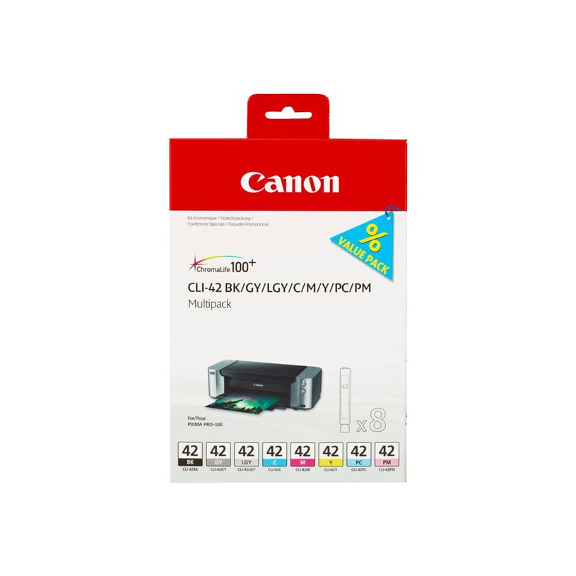 4960999974194-Canon CLI-42 - Pack de 8 - noir, gris, gris clair, cyan, photo cyan, magenta, photo magenta, jaune -P_79375445_4-3