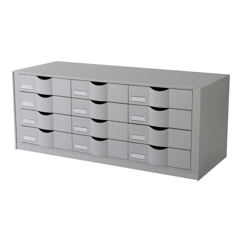 3660141020342-Bloc de classement 12 tiroirs - compatible avec les armoires EASY OFFICE - gris-P_79376461_1-0