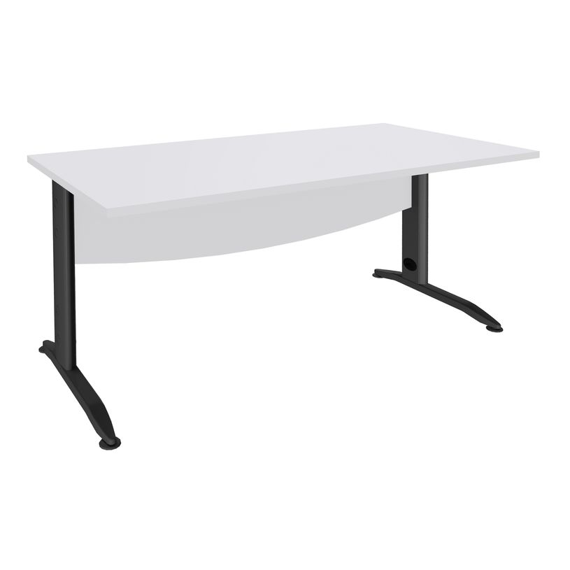 2012348122854-Bureau droit IDRA - L160 cm - Pieds anthracite - plateau Blanc perle-P_79377007_1-0
