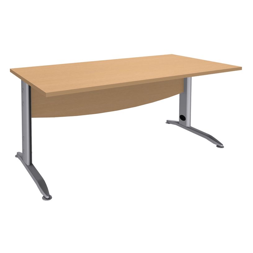 2012348123066-Bureau droit IDRA - L140 cm - Pieds alu - Plateau imitation Hêtre-P_79377028_1-0