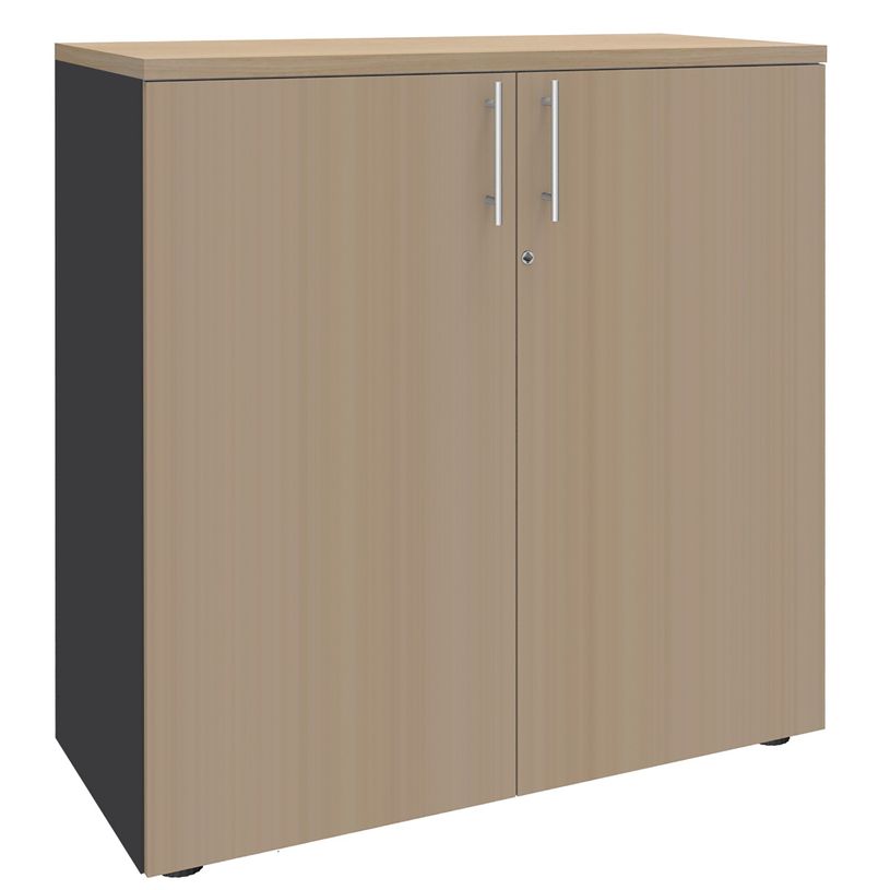 2012348123356-Armoire mi-haute IDRA/DUAL -  L80 x H102 x P47 - 2 portes - 2 tablettes métal DS - Corps anthracite - -P_79377057_1-0