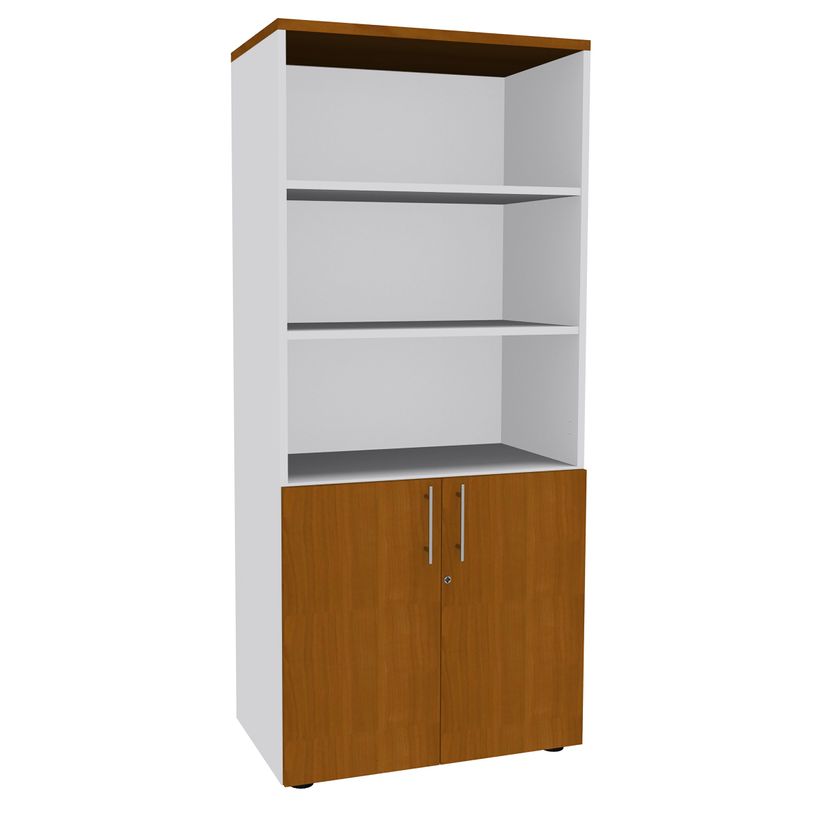 2012348123608-Bibliothèque IDRA/DUAL  avec 2 portes basses - L80 x H180 x P47 - Corps blanc - Portes et -P_79377082_1-0