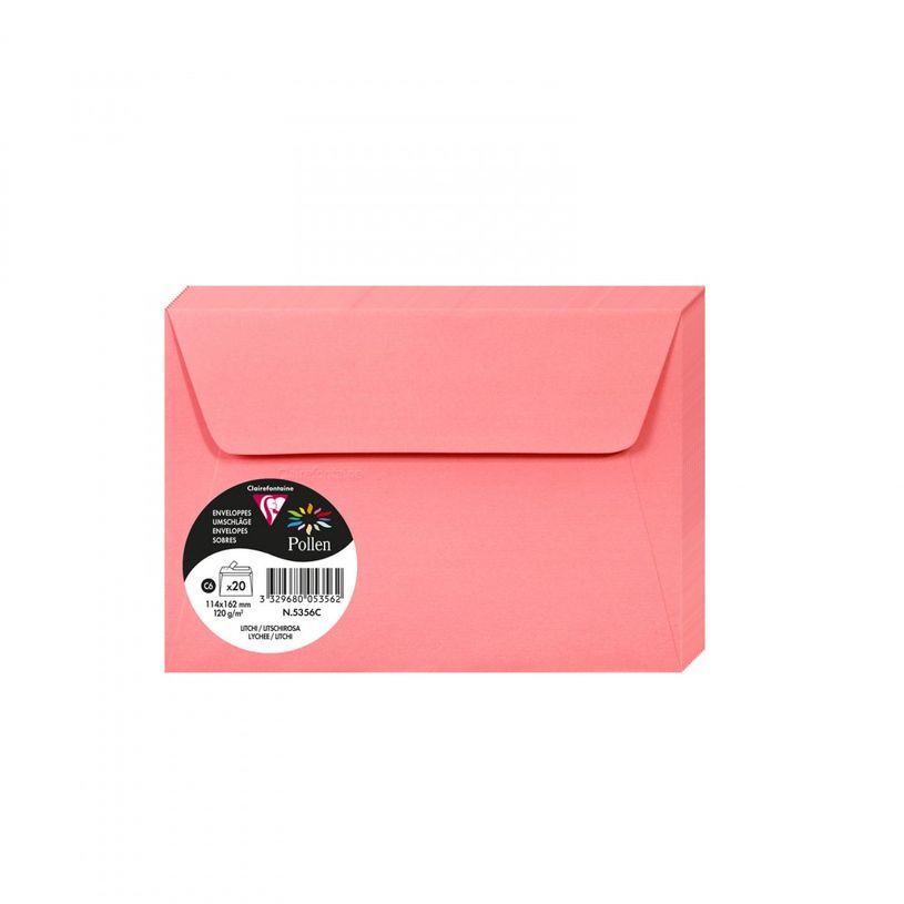 3329680053562-Pollen - 20 Enveloppes - 114 x 162 mm - 120 g/m² - rose litchi-P_79382416_1-0