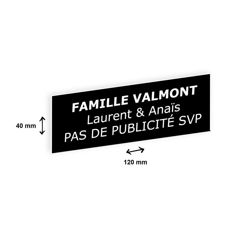 2012348177809-Plaque boîte à lettres personnalisée avec votre texte - 120 x 40 mm - noire - adhésivé-P_79384159_2-1