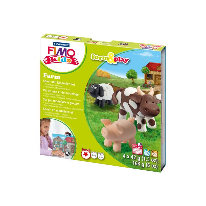4007817806005-STAEDTLER FIMO kids form&play Farm - kit de pâte à modeler - Modèle Ferme-P_79393812_1-0