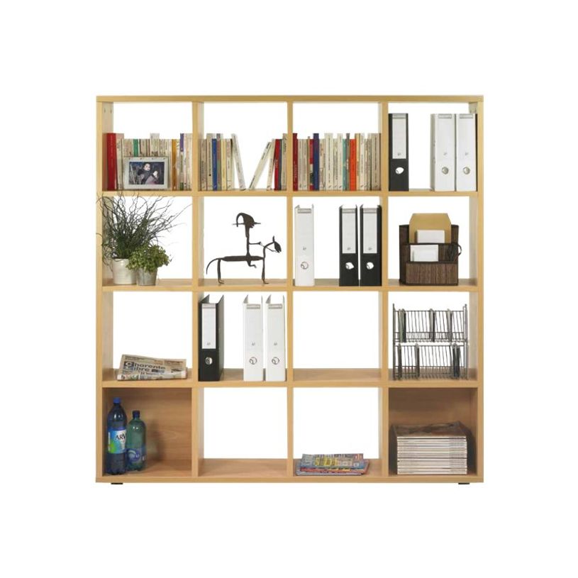 3253310147577-Bibliothèque CUBIC - L160 x H163 x P30 cm - 16 Cases - imitation Chêne clair-P_79395872_1-0