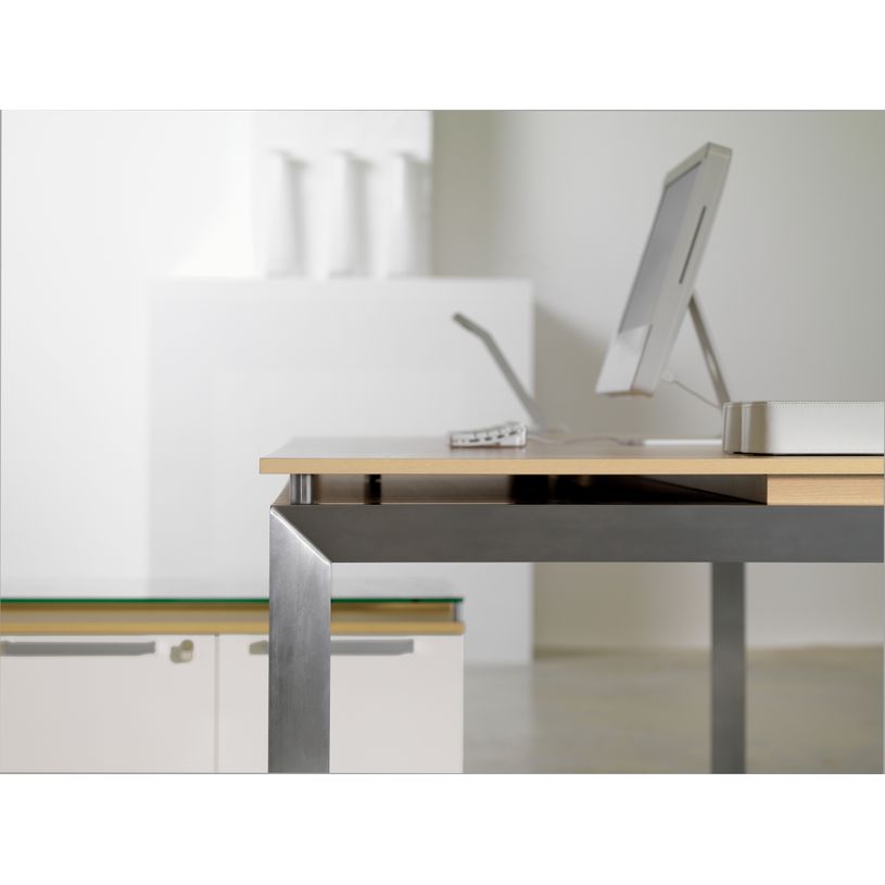 3483600174611-Bureau bois SLIVER - 190 cm - Pieds métal - Chêne fil et blanc-P_79397491_3-2