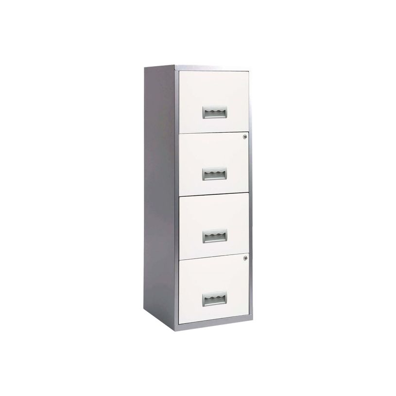 3219090954507-Classeur 4 tiroirs pour dossiers suspendus - 125,6 x 40 x 40 cm - alu/blanc-P_79401100_1-0