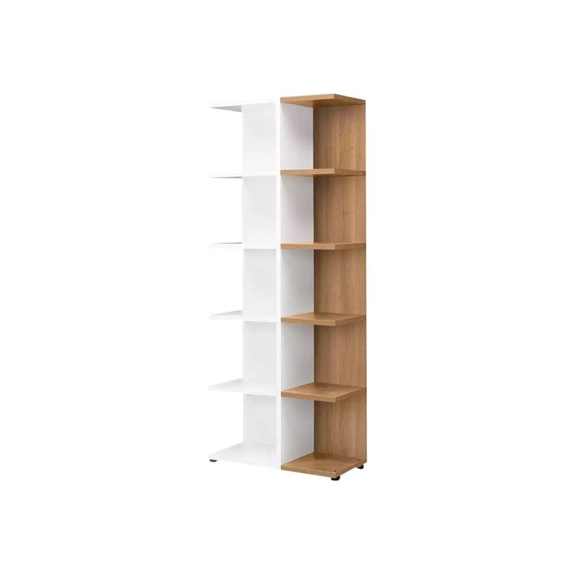 3483600598226-Bibliothèque XENON - L75 x H188 x P36 - Blanc/merisier italien (côtés de finition non co-P_79406864_1-0