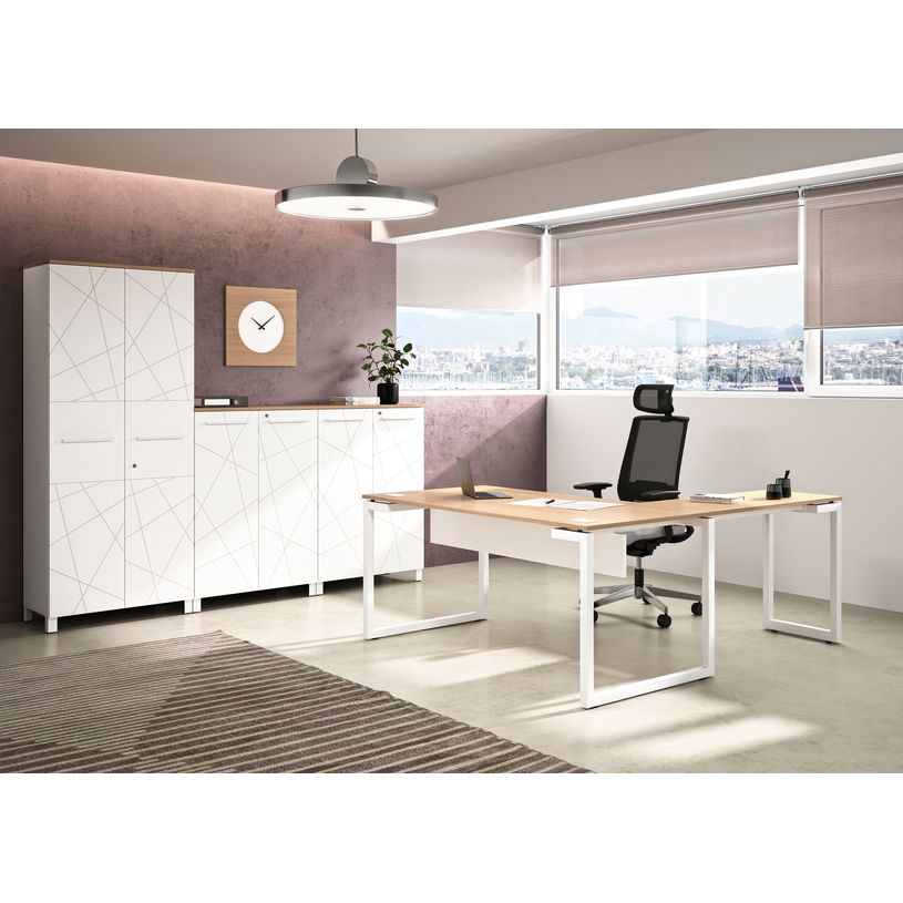 3483600495624-Bureau SUNDAY - 160 cm - Pieds cadre - Blanc-P_79408143_2-1