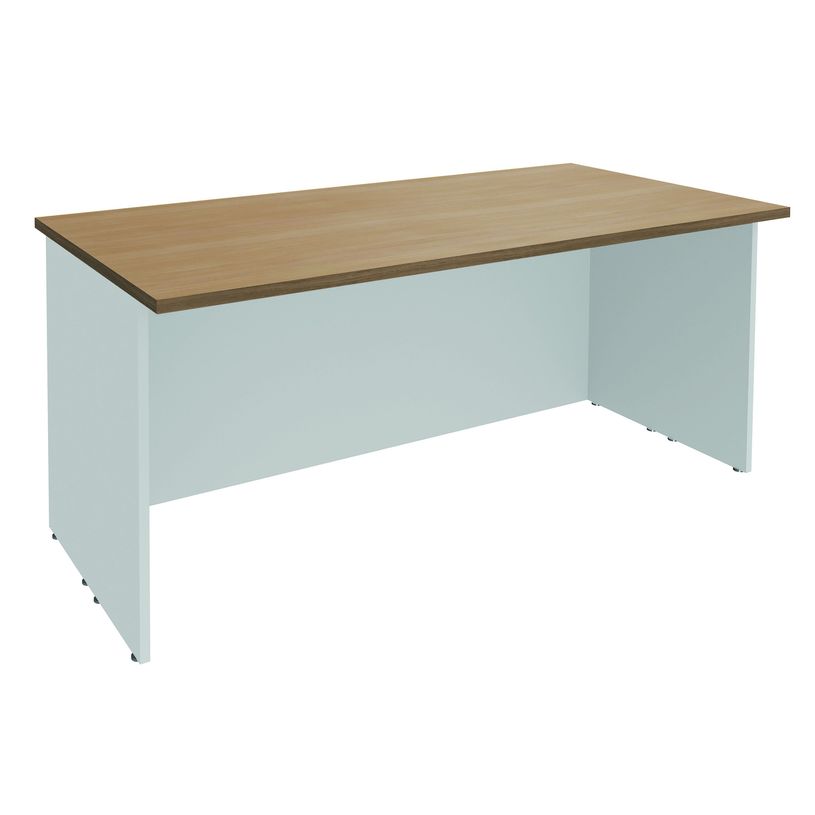 3253310151222-Banque d'accueil LUMINA - sans réhausse - L160 x H75 x P80 cm - Finition chêne clair/blan-P_79408751_1-0