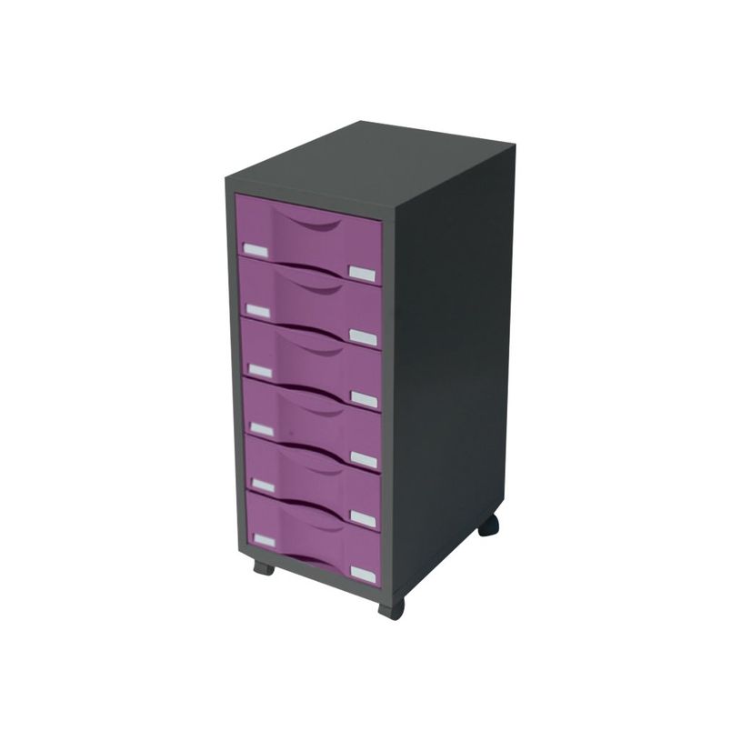 3219090959670-Desserte de rangement - 6 tiroirs - anthracite/prune-P_79411760_2-0