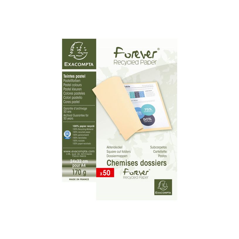 3130634202123-Exacompta Forever 180 - 50 Chemises - 170 gr - pour 200 feuilles - rouge-P_79417647_1-0