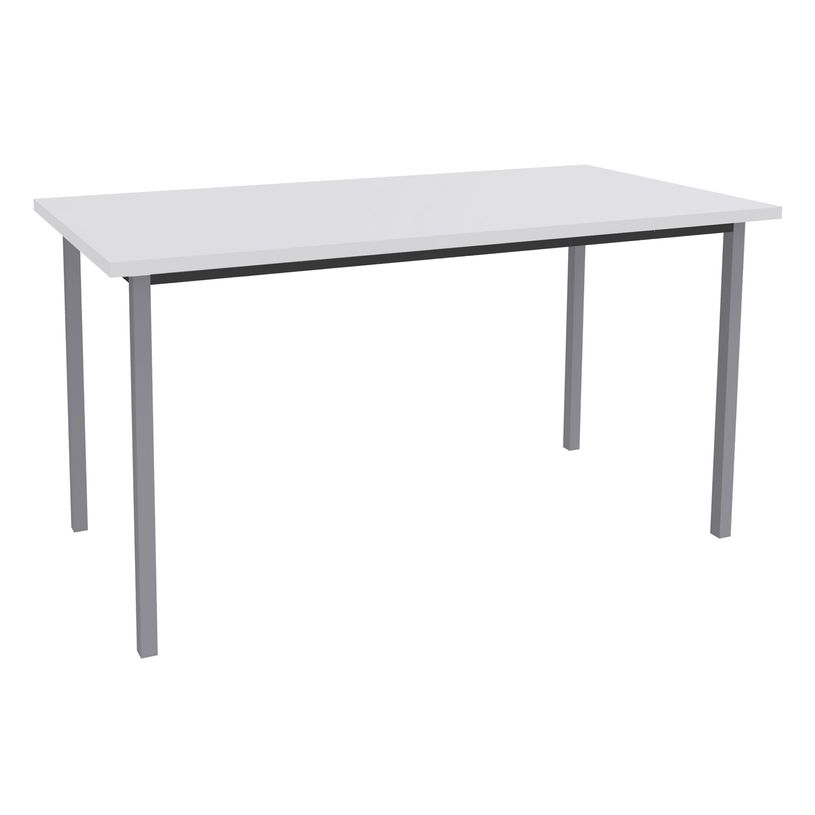 3253310120525-Table de réunion Rectangulaire - 140 x 70 cm - Pieds carrés aluminium - blanc perle-P_79419822_1-0