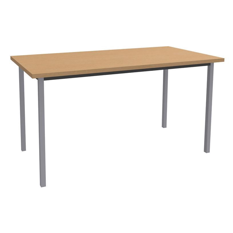 3253310134003-Table de réunion Rectangulaire - 140 x 70 cm - Pieds carrés aluminium - imitation hêtre-P_79419828_1-0