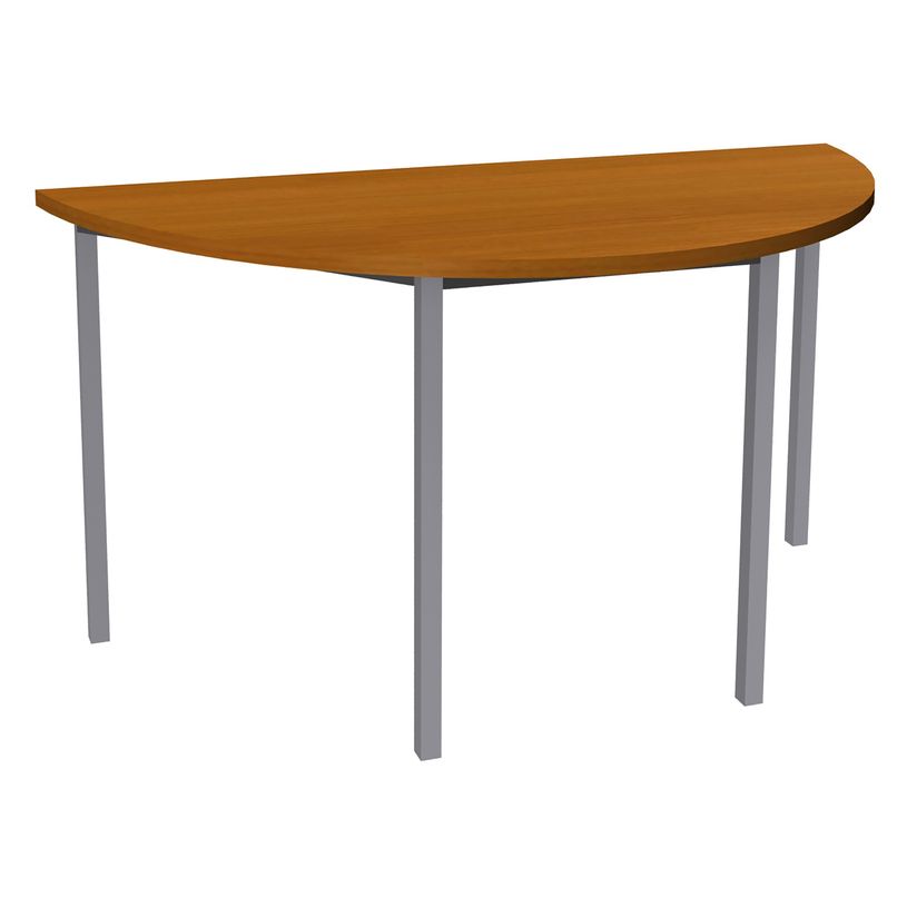 3253310154841-Table de réunion Demi-lune - 140 x 70 cm - Pieds aluminium - imitation merisier-P_79419852_1-0