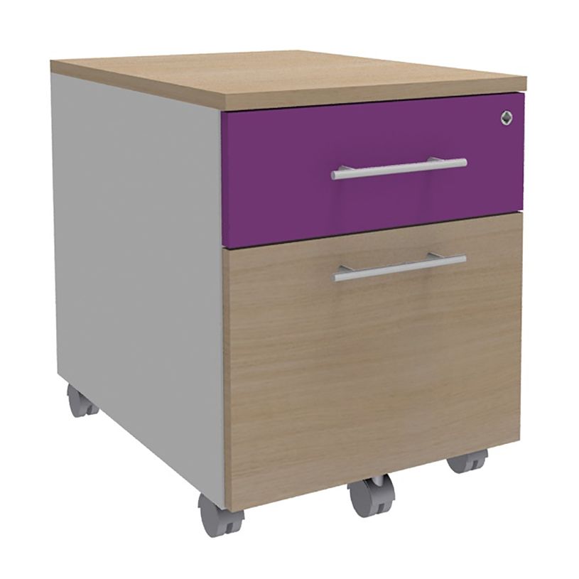 3253310147935-Caisson mobile INEO JET UP Bureau Vallée - L43 x H56 x P60 cm - 2 Tiroirs dont 1 dossier suspendu - façade imit-P_79421205_1-0