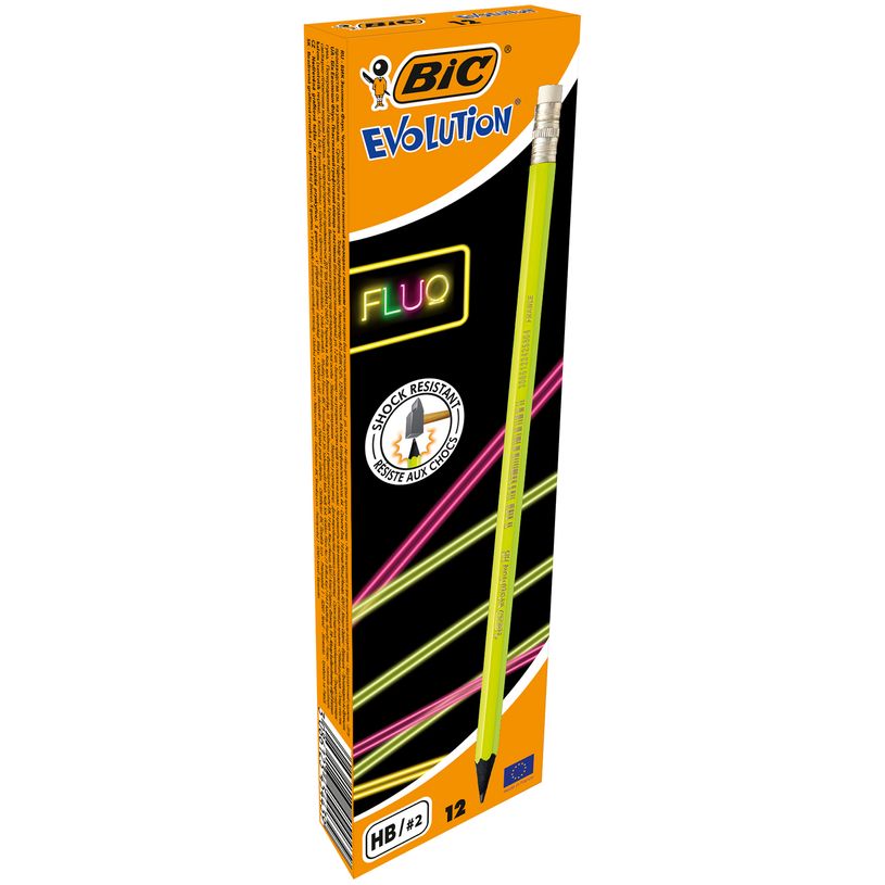 3086123454439-BIC Evolution FLUO - Pack de 12 crayons à papier - couleurs assorties-P_79421770_3-0