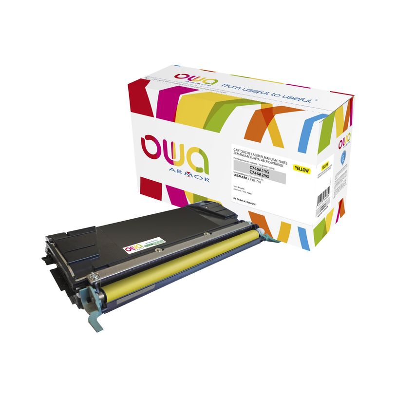 3112539626839-Cartouche laser compatible Lexmark C746A1YG - jaune - Owa K15904OW-P_79423691_1-0