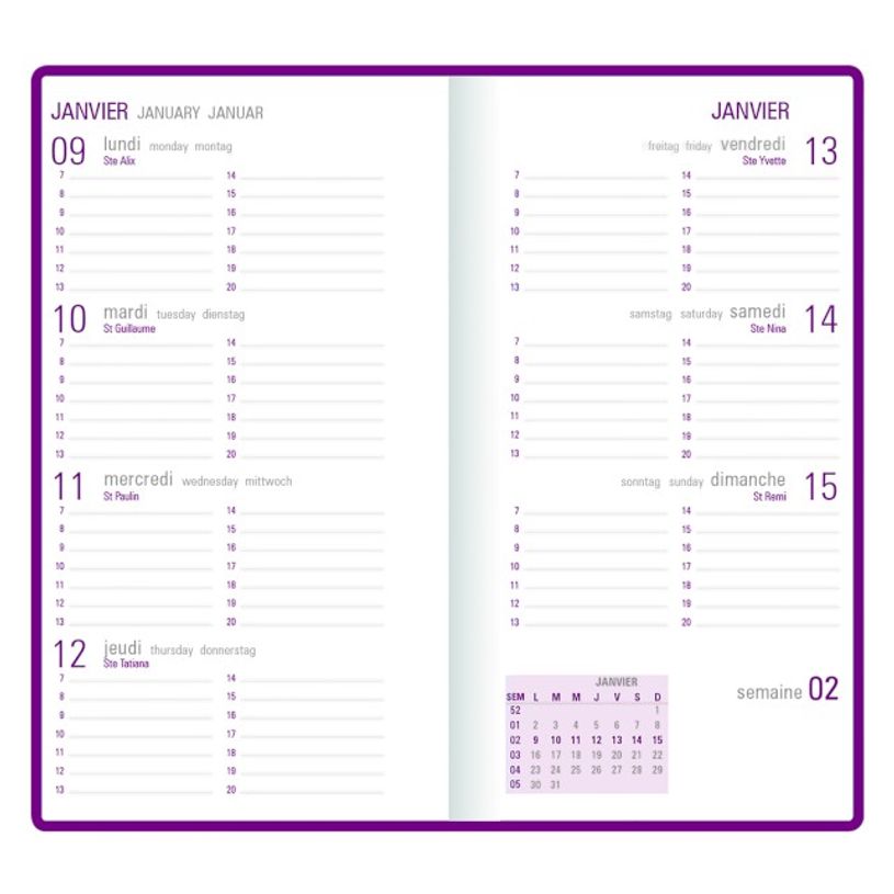 3664447026725-Agenda Camelia 16 poche - 1 semaine sur 2 pages - disponible dans différentes couleurs - O-P_79427151_6-4