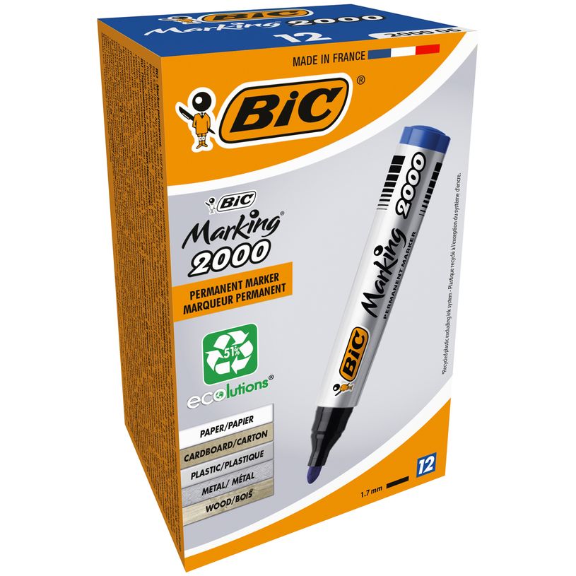 3086122000064-BIC MARKING 2000 - Pack de 12 marqueurs permanents - pointe ogive - bleu-P_79428639_1-0