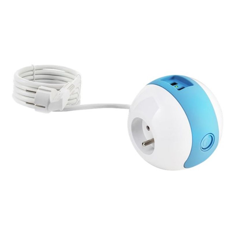 3760110683636-WATT & CO WATTBALL - Multiprise 3 prises - 2 prises 16A + 1 prise 6A + 2 USB - blanc/bleu-P_79428848_3-1