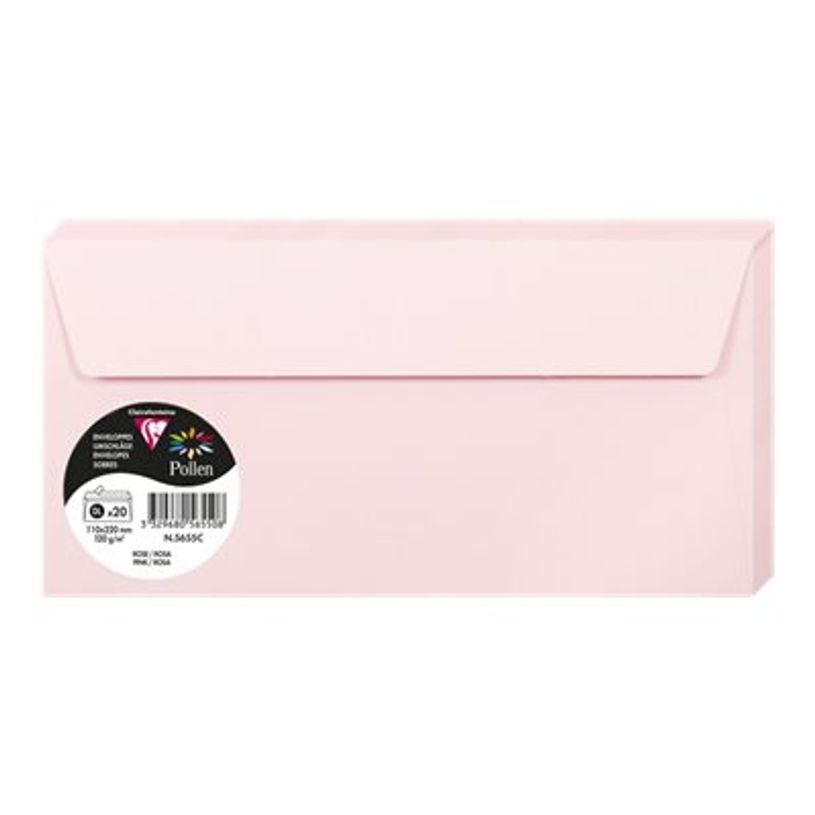 2012349433041-Pollen - 20 Enveloppes - 110 x 220 mm - 120 g/m² - rose-P_79430469_1-0