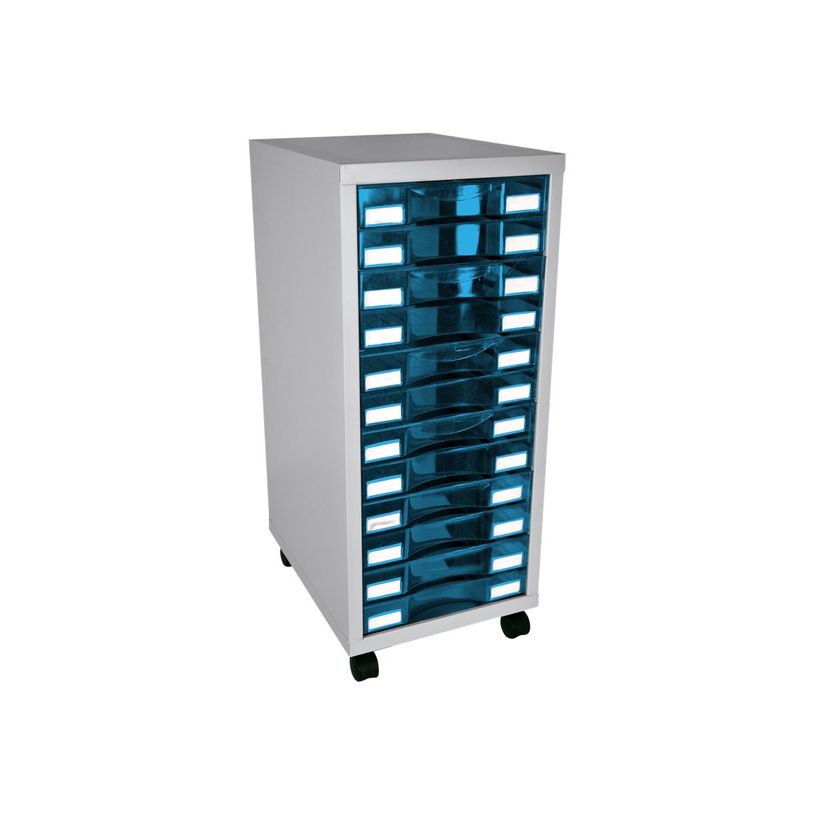 3219090959748-Module de rangement à roulettes 12 tiroirs - anthracite/bleu-P_79431126_1-0