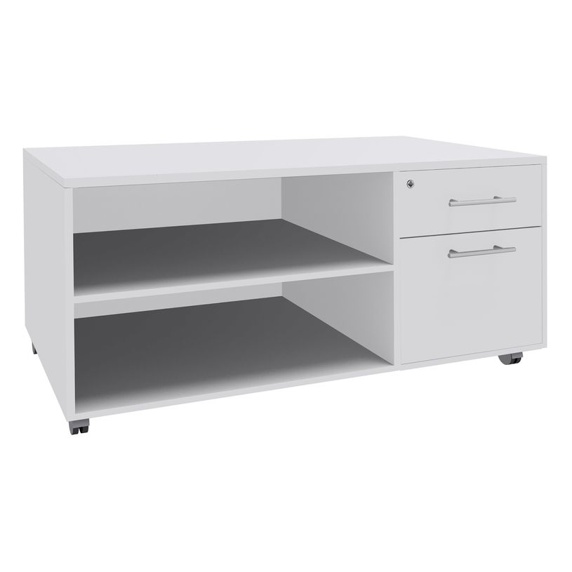 3253310145955-Console mobile EXPRIM/LOFTER/LEVEL - L120 x H63 x P60 cm - 2 tiroirs dont 1 DS - coté blanc - finition -P_79432211_1-0