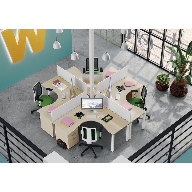 3253310164123-Bureau compact EXPRIM - L160 cm - Retour droite - Plateau imitation Chêne clair - Pieds blanc (Pieds de renfort obligato-P_79432293_3-1