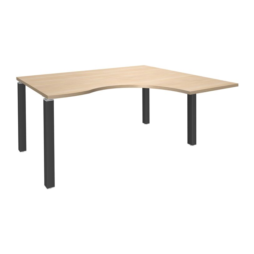 3253310164147-Bureau compact EXPRIM - L160 cm - Retour droite - Plateau imitation Chêne clair - Pieds carbone (Pieds de renfort obligato-P_79432295_1-0