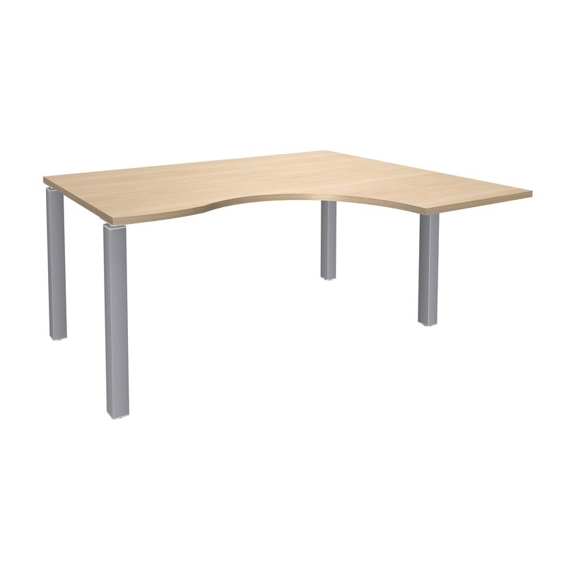 3253310164420-Bureau compact EXPRIM - L180 cm - Retour droite - Plateau imitation Chêne clair - Pieds alu (Pieds de renfort obligato-P_79432323_1-0