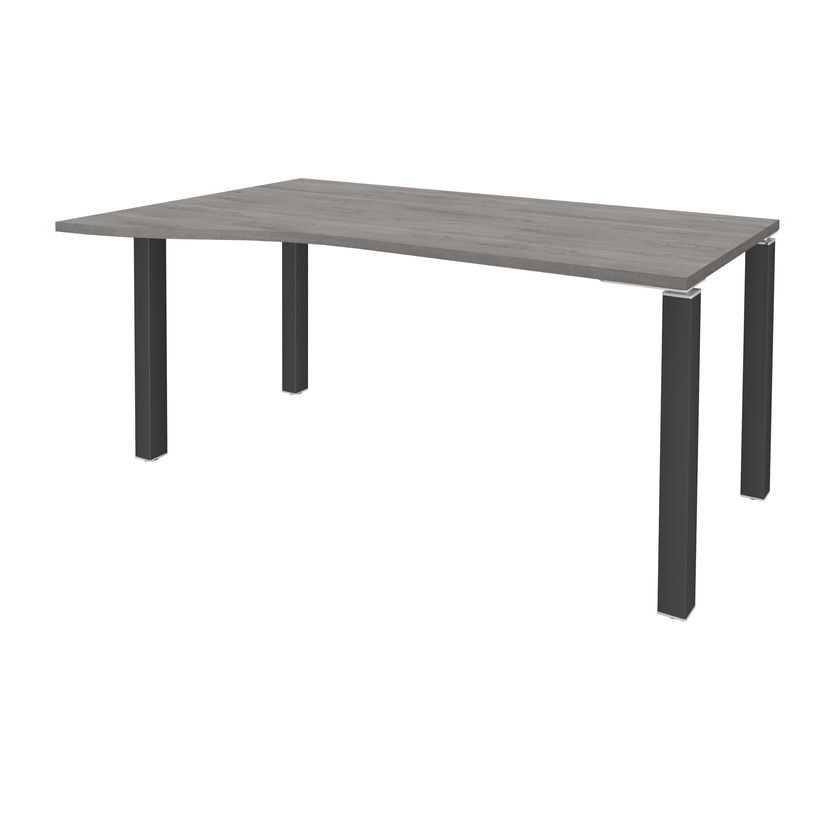 3253310164918-Bureau Vague EXPRIM - L140 cm - Retour gauche - Plateau imitation Chêne gris - Pieds carbo-P_79432372_1-0