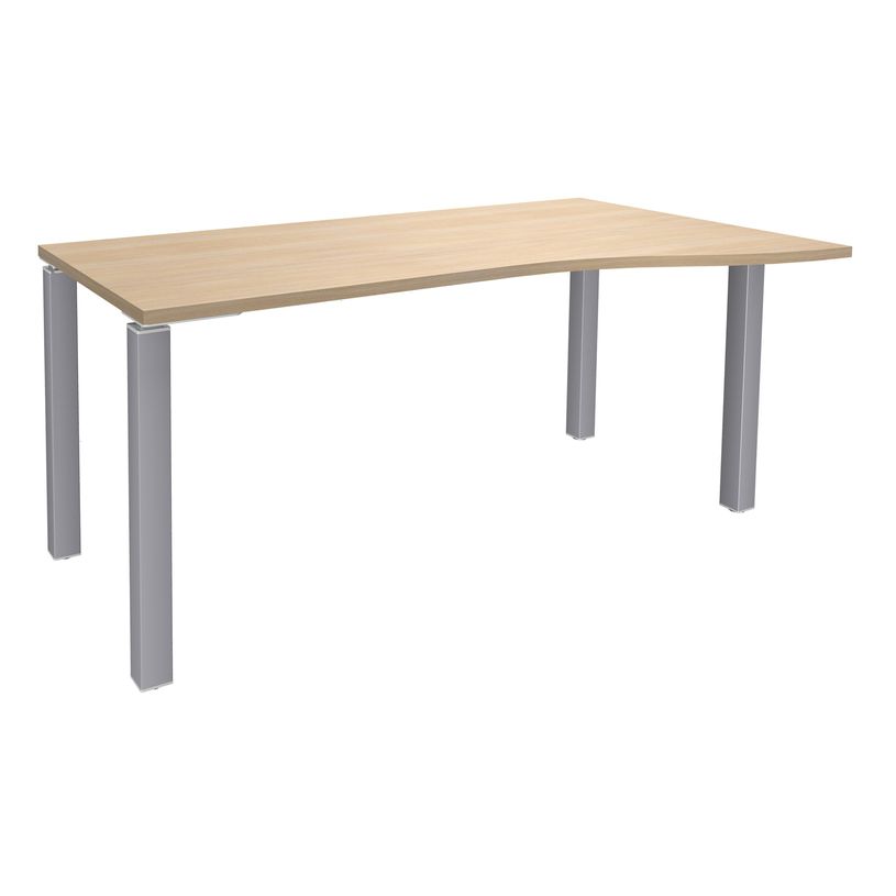 3253310165021-Bureau Vague EXPRIM - L160 cm - Retour droite - Plateau imitation Chêne clair - Pieds alu-P_79432383_1-0