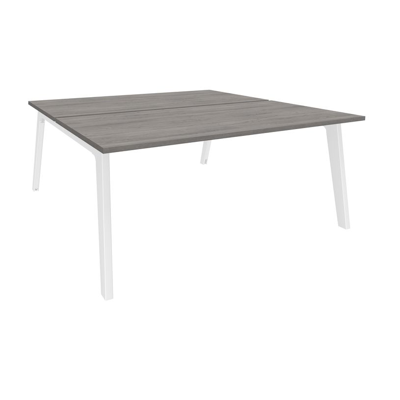 3253310157873-Bureau double STEELY - L160 cm - Double face Depart - Pieds blanc - plateau imitation Chên-P_79432458_1-0