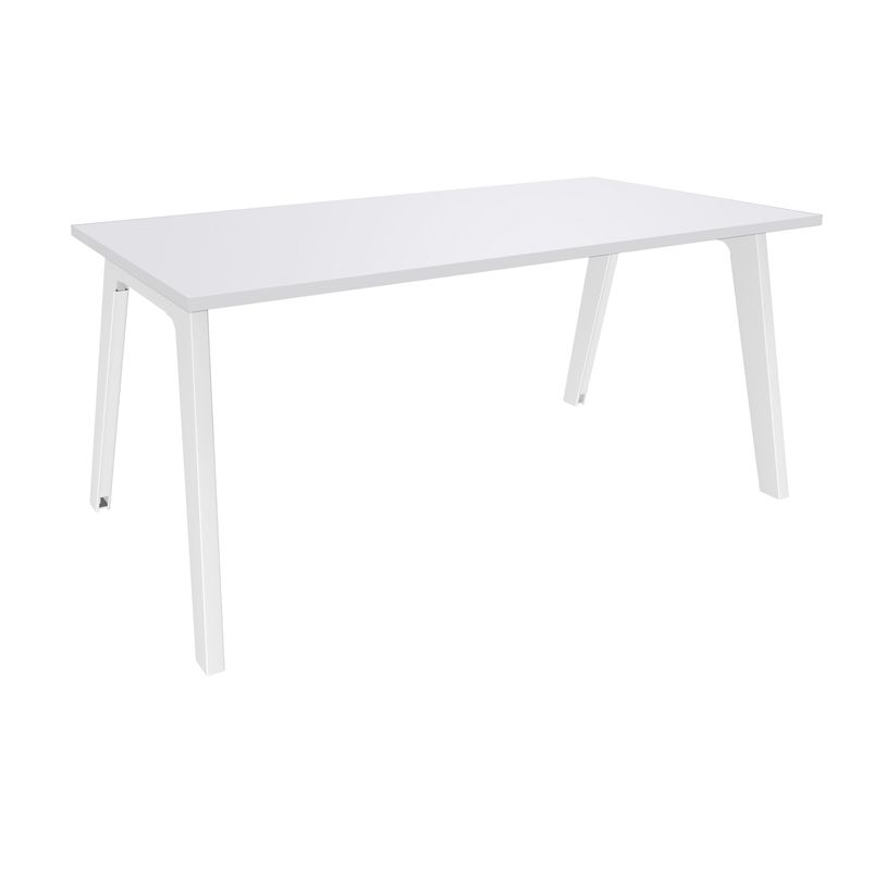 3253310162013-Bureau simple STEELY - L140 cm - Pieds blanc - plateau Blanc Perle-P_79432482_1-0