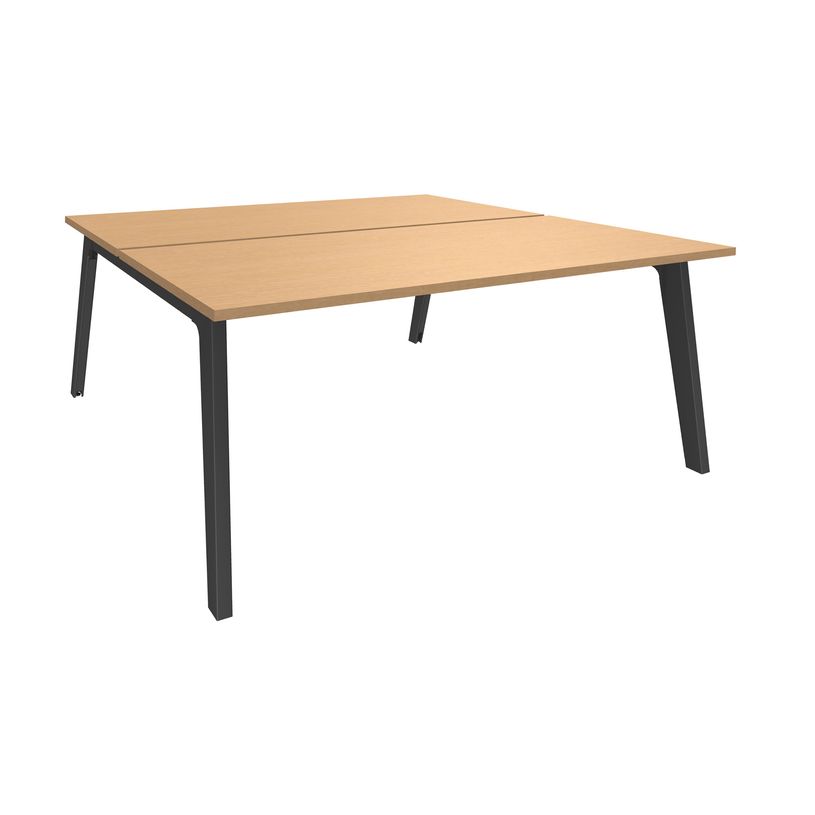 3253310162686-Bureau double STEELY - L140 cm - Double face Depart - Pieds carbone - plateau imitation Hê-P_79432549_1-0