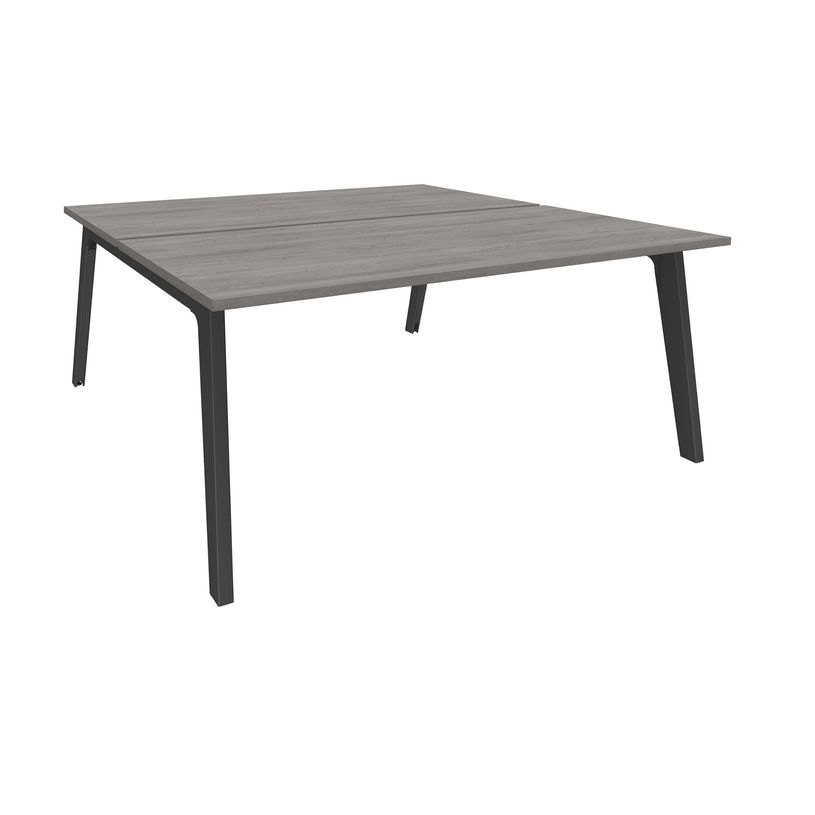 3253310162747-Bureau double STEELY - L140 cm - Double face Depart - Pieds carbone - plateau imitation Ch