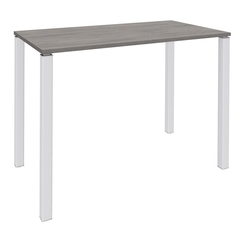 3253310158719-Table Lounge 4 pieds - L120xH105xP80 cm - Pied blanc - plateau imitation chêne gris-P_79432758_1-0