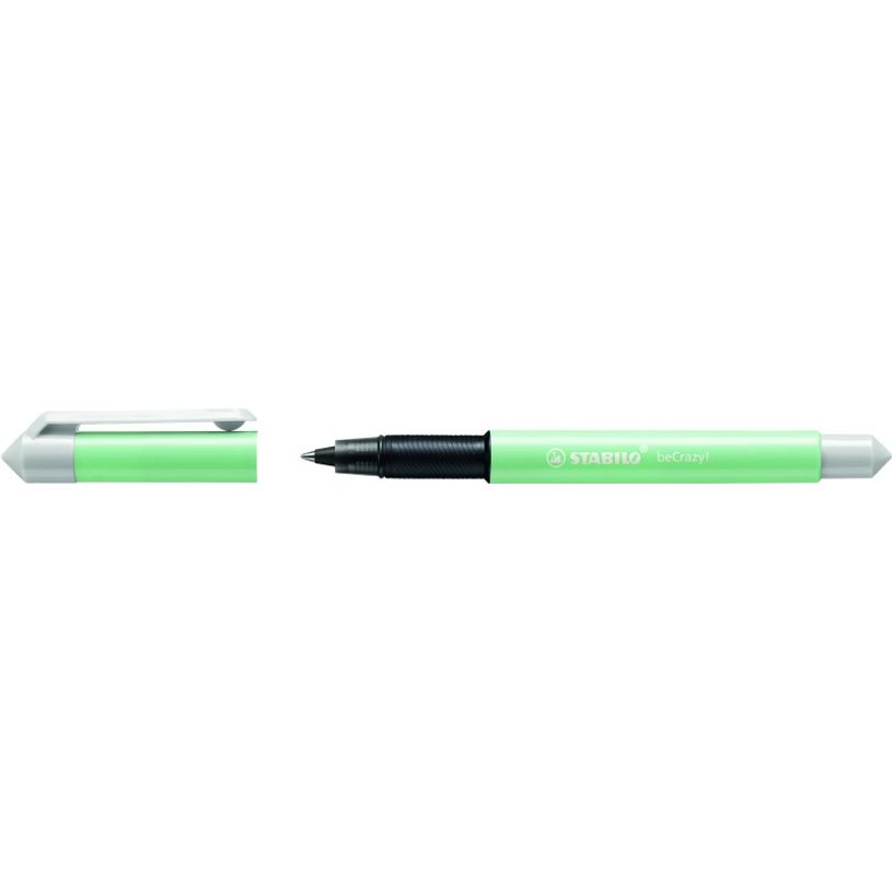 4006381539678-STABILO beCrazy! - Roller encre bleue - 0,5 mm - corps fin - vert pastel-P_79439930_1-0