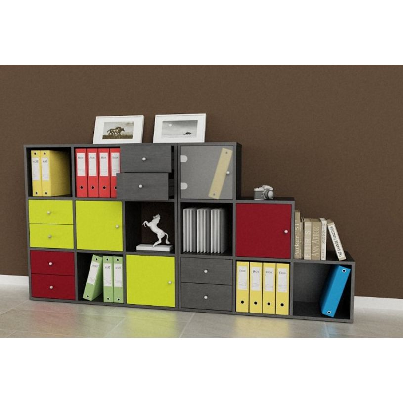 7331910007166-Jeu de 2 portes pour bibliothèque MAXICOLOR - imitation frêne noir-P_79441470_2-1