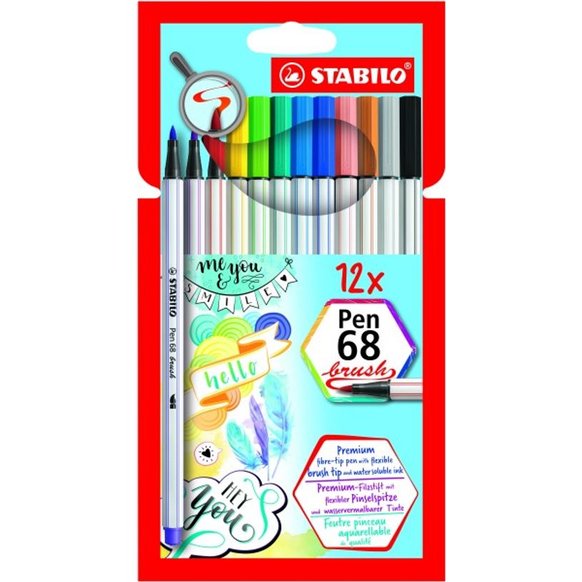 4006381546096-STABILO Pen 68 Brush - 12 Feutres pinceau - assortis-P_79443918_1-0