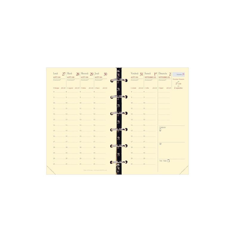 3371010119172-Recharge pour organiseur Timer 14 Prestige - 1 semaine sur 2 pages - 8 x 12,5 cm - papier ivoire - Quo --0
