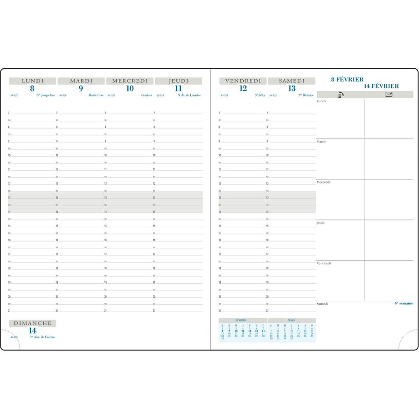 3660942002257-Agenda Barbara Horizons 27 - 1 semaine sur 2 pages - 21 x 27 cm - disponible dans différentes couleurs--3